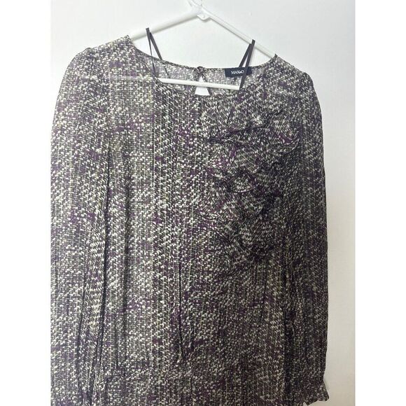 Max&Co Womens Long Sleeve Printed Dress With Layered Ruffle Detail - Picture 2 of 5